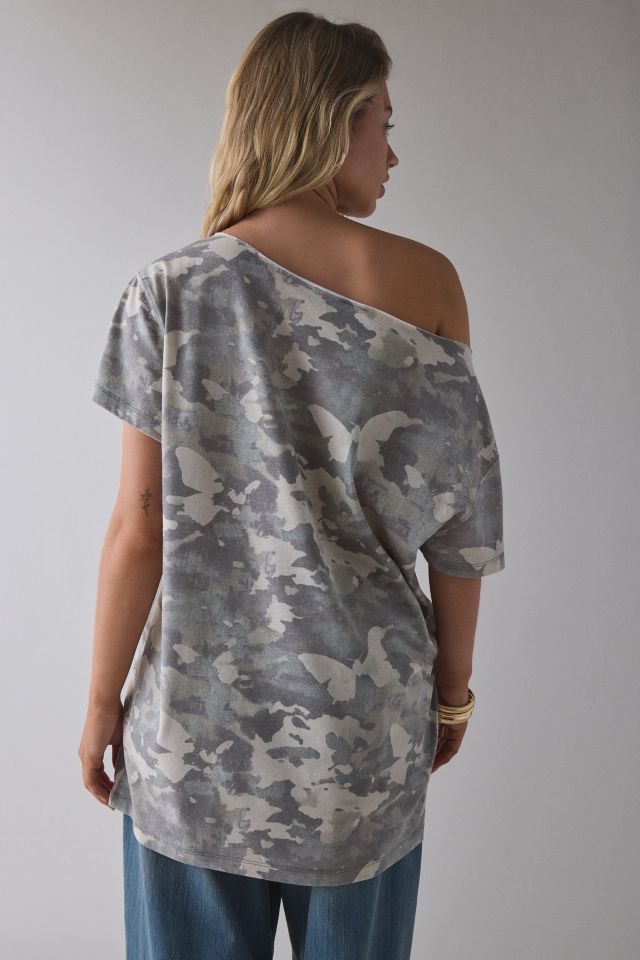 Graphic Slouchy Off-The-Shoulder T-Shirt Dress #2