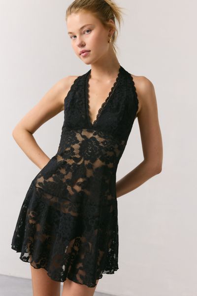 Out From Under Jena Sheer Lace Halter Slip