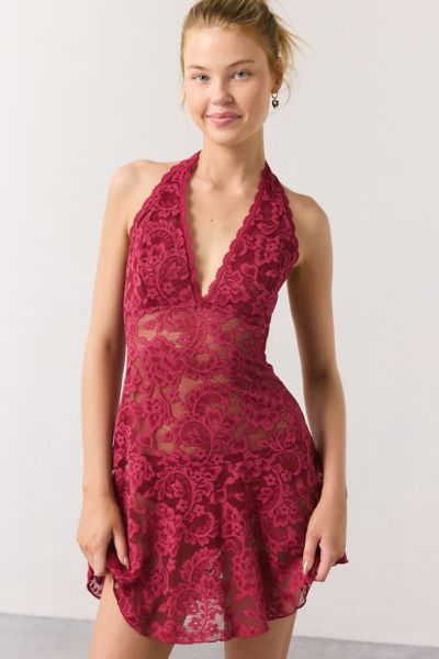 Out From Under Jena Sheer Lace Halter Slip