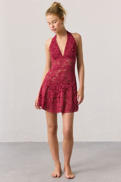 Out From Under Jena Sheer Lace Halter Slip