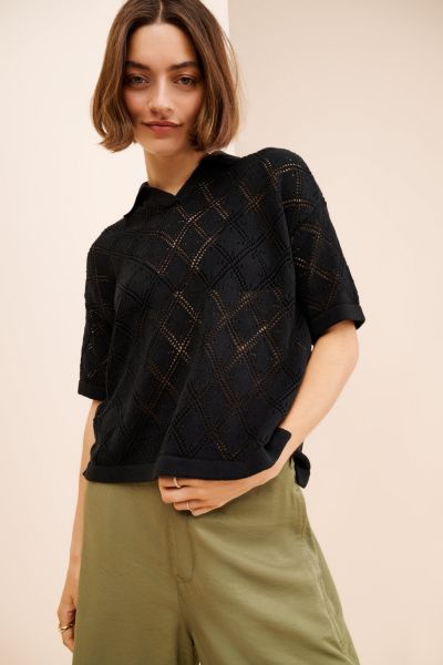 Men's Pointelle Knit Polo Shirt Product Page