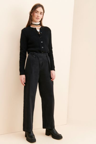 Grey Lab Wide Leg Wrap Waist Jeans
