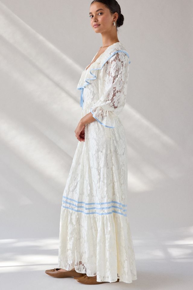 For Love & Lemons Severine Floral Lace Milkmaid Maxi Dress #2