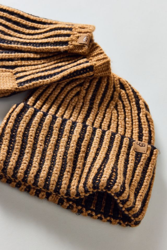 UGG Chunky Plaited Beanie & Fingerless Mitten Set #1