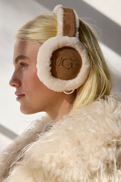 UGG Embroidered Earmuff in Chestnut, Women's at Urban Outfitters