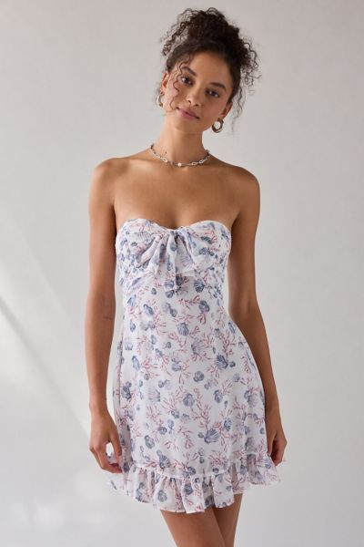 For Love & Lemons Teagan Strapless Tie-Front Mini Dress