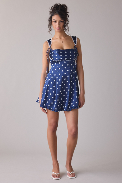 For Love & Lemons Holland Polka Dot Satin Mini Dress