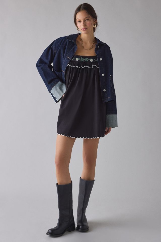 For Love & Lemons Tea Time Floral Embroidered Babydoll Mini Dress #2