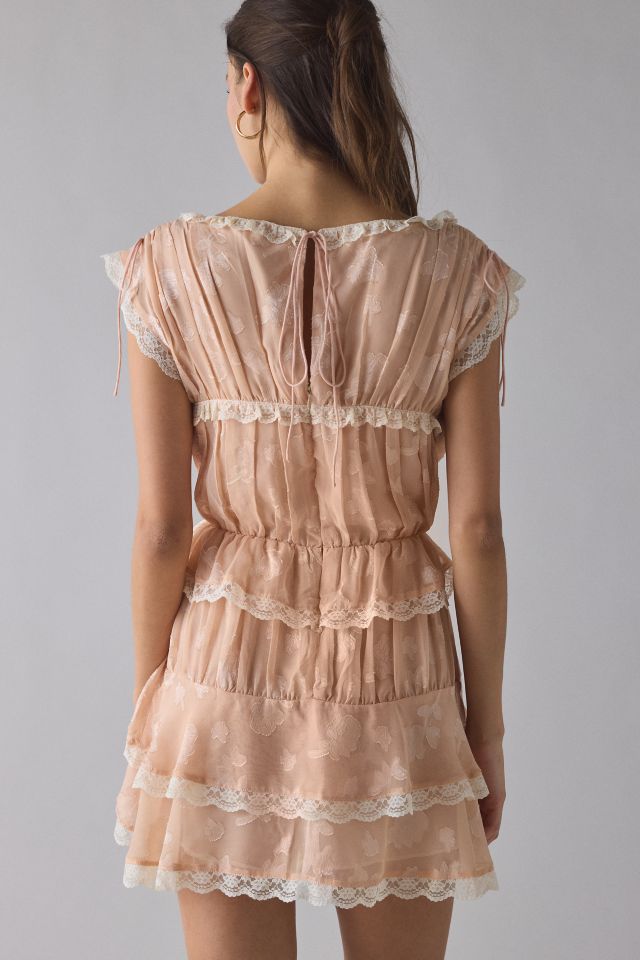 For Love & Lemons Ciara Lace Trim Ruffle Mini Dress #2