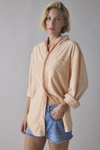 ReMADE By UO Bleached Oversized Stripe Button-Down Shirt