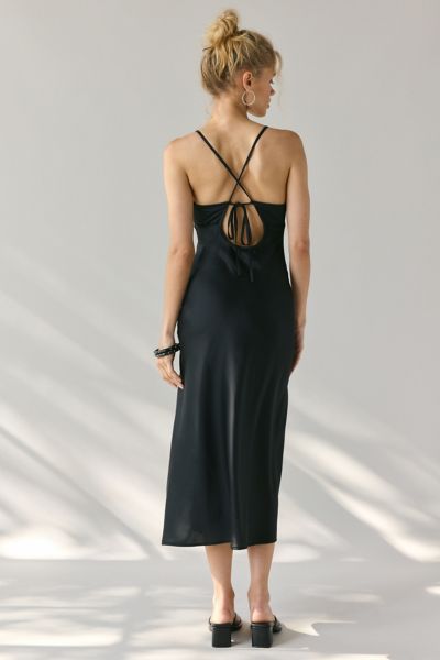 Kimchi Blue Slip It On Tie-Back Satin Midi Dress