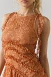 Kimchi Blue Alicia Asymmetric Cascading Ruffle Lace Mini Dress
