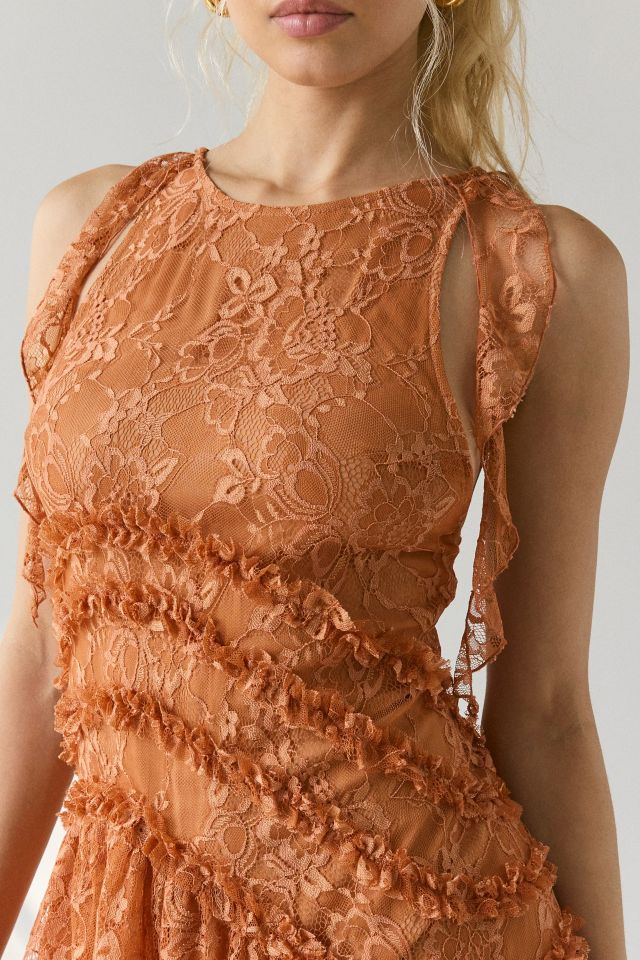 Kimchi Blue Alicia Asymmetric Cascading Ruffle Lace Mini Dress #2
