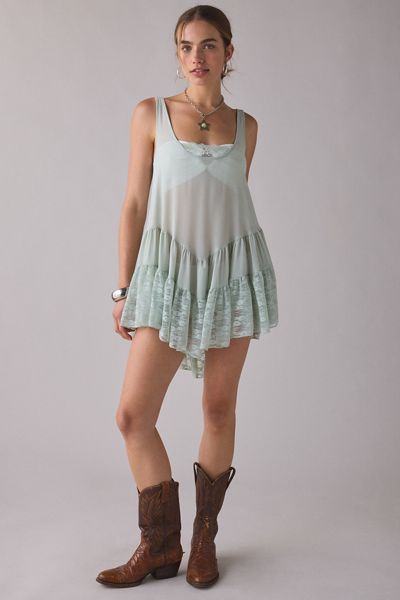 Out From Under River Ruffle Lace Trim Slip Dress
