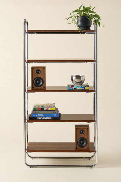 Boden Chrome 5-Tier Bookshelf in Dark Wood/Chrome at Urban Outfitters