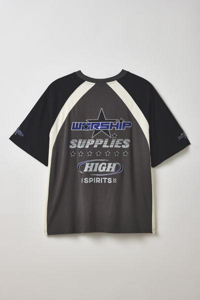 Worship Supplies Logo Raglan Tee In Zine, Men's At Urban Outfitters In Gray