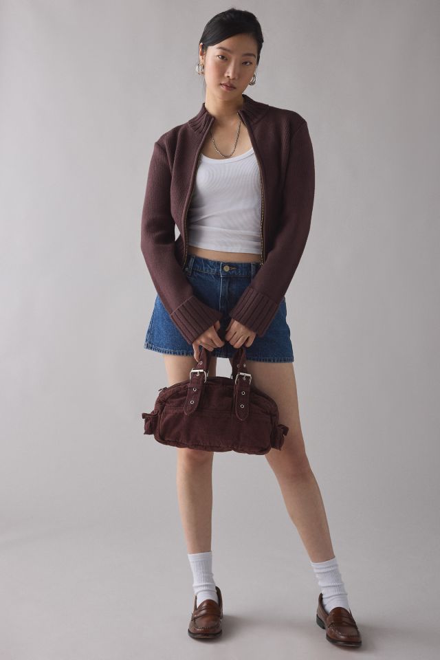 House Of Sunny Rosewood Brown Chunky Rib Peggy Zip-Up Cardigan #1