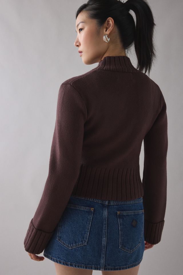 House Of Sunny Rosewood Brown Chunky Rib Peggy Zip-Up Cardigan #2