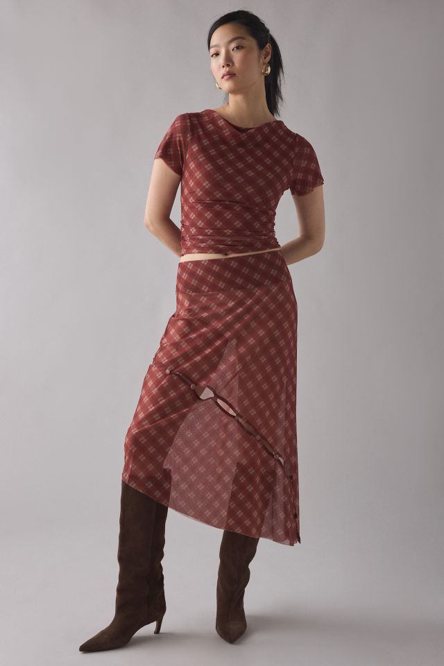 House Of Sunny Retro Check Sheer Mesh Top #3