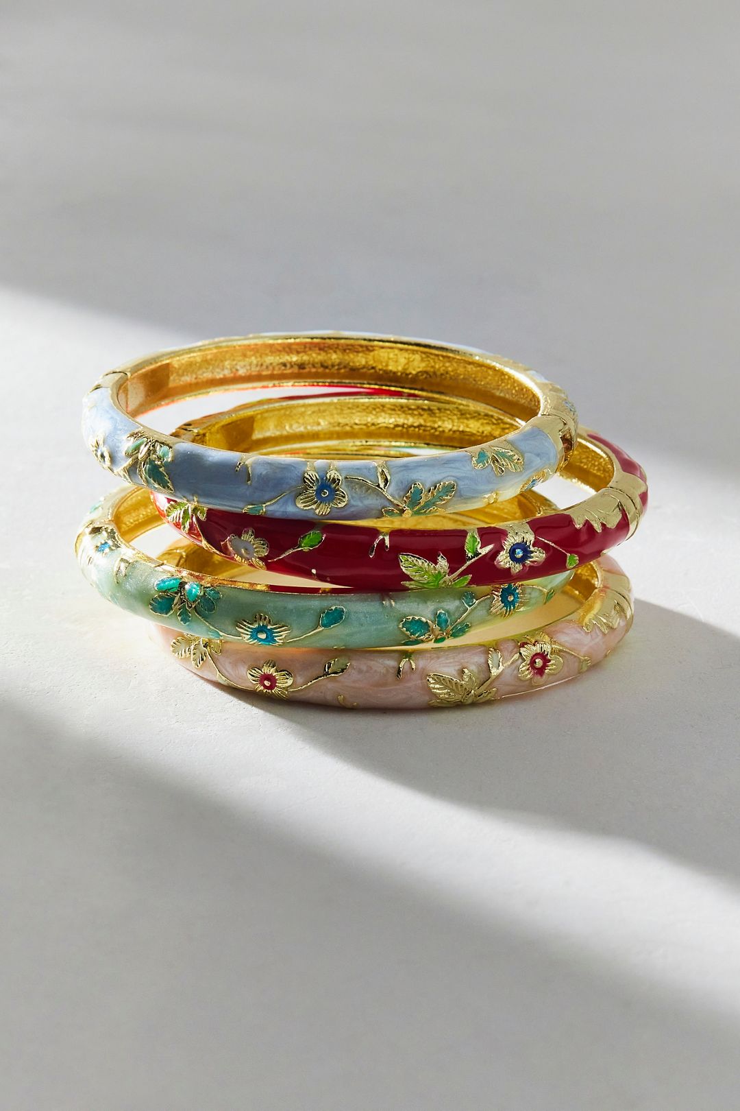 Jane Enameled Floral Bangle Bracelet - Pink, ONE SIZE