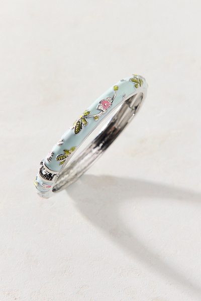 Jane Enameled Floral Bangle Bracelet in Mint, Women's at Urban Outfitters