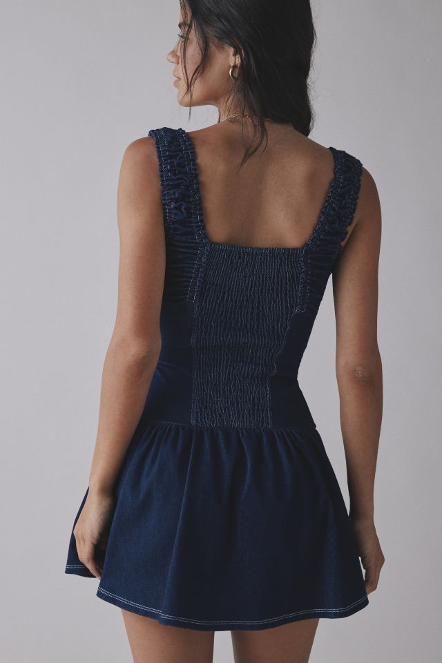 Frankies Bikinis Christa Denim Drop-Waist Mini Dress #4