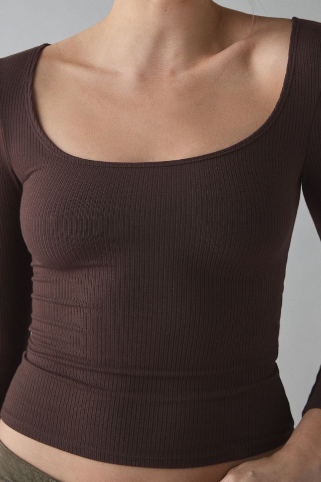 BDG Andie 3/4 Sleeve Square Neck Cropped Tee