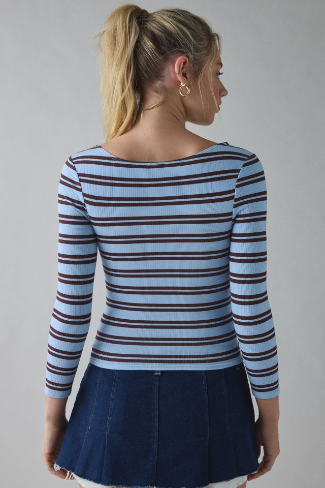 BDG Andie 3/4 Sleeve Square Neck Cropped Tee #3