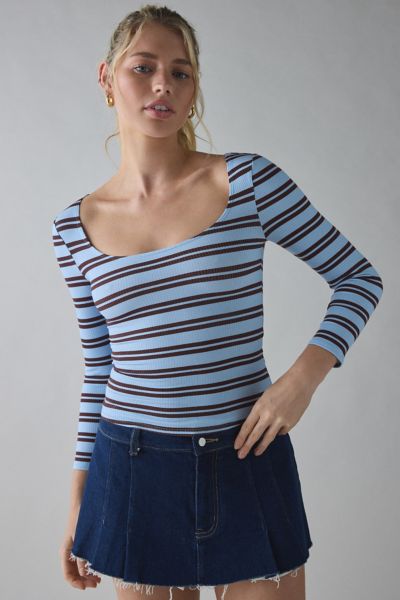 BDG Andie 3/4 Sleeve Square Neck Cropped Tee