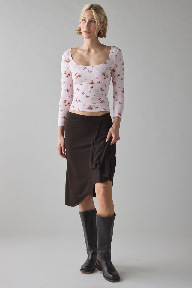 BDG Andie 3/4 Sleeve Square Neck Cropped Tee #1