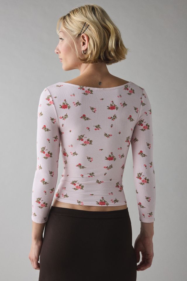 BDG Andie 3/4 Sleeve Square Neck Cropped Tee #2