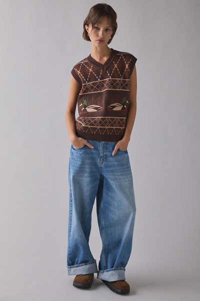 House Of Sunny Ripples Duck Motif Argyle Sweater Vest