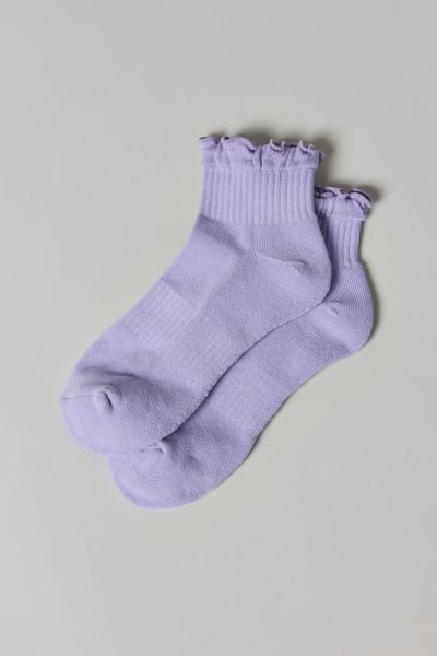 Urban Outfitters Mallory Lettuce-edge Athletic Quarter Crew Sock In Purple, Women's At  In Purple
