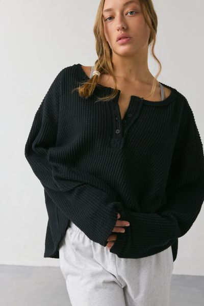 Out From Under Living The Dream Waffle Knit Long Sleeve Henley Tee