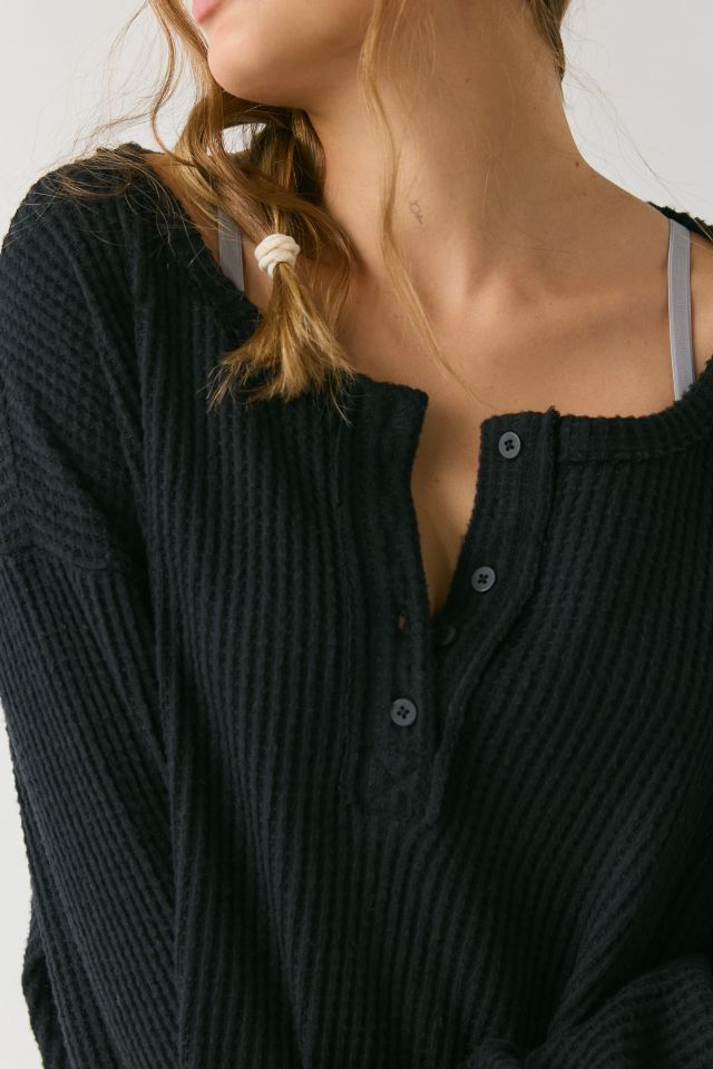 Out From Under Living The Dream Waffle Knit Long Sleeve Henley Tee #2