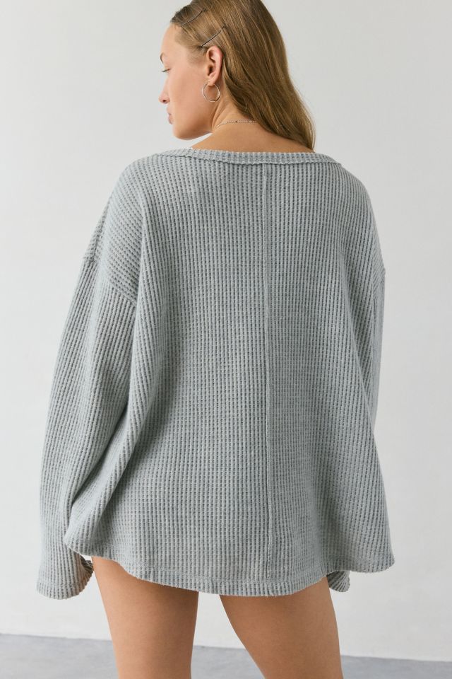 Out From Under Living The Dream Waffle Knit Long Sleeve Henley Tee #2