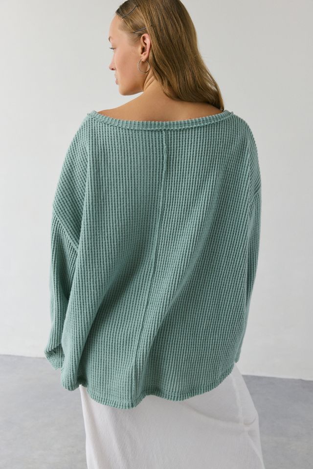 Out From Under Living The Dream Waffle Knit Long Sleeve Henley Tee #2