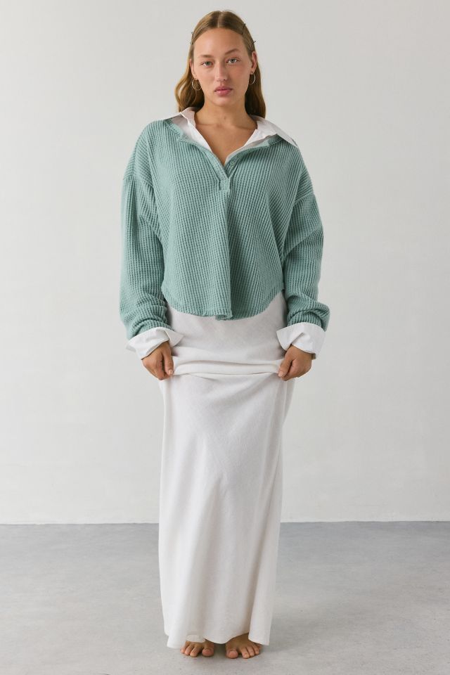 Out From Under Living The Dream Waffle Knit Long Sleeve Henley Tee #3