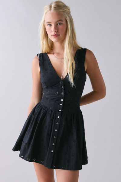 Frankies Bikinis Marley Eclipse Cotton Eyelet Lace Mini Dress