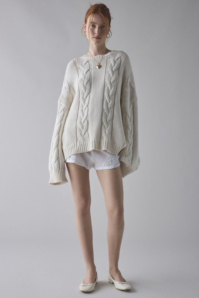 BDG Skylar Oversized Crew Neck Cable Knit Sweater