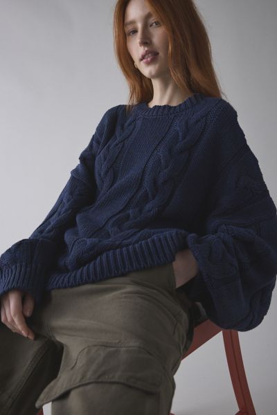 BDG Skylar Oversized Crew Neck Cable Knit Sweater Product Page
