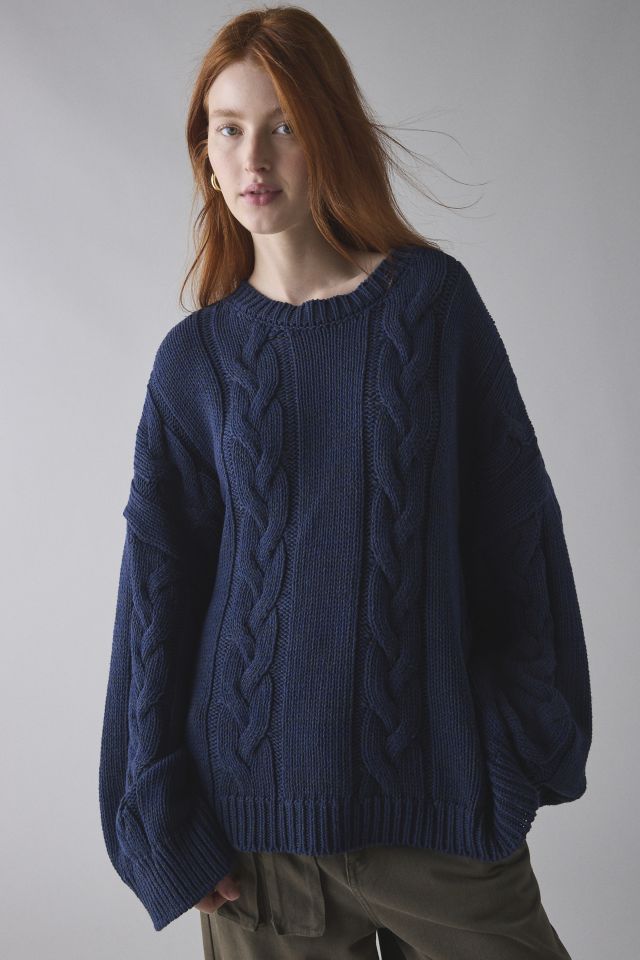BDG Skylar Oversized Crew Neck Cable Knit Sweater #3