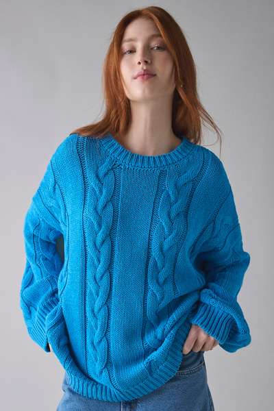 BDG Skylar Oversized Crew Neck Cable Knit Sweater
