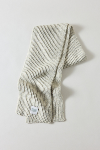 Ugg Chunky Ribbed Scarf In Light Grey, Women's At Urban Outfitters In Gray