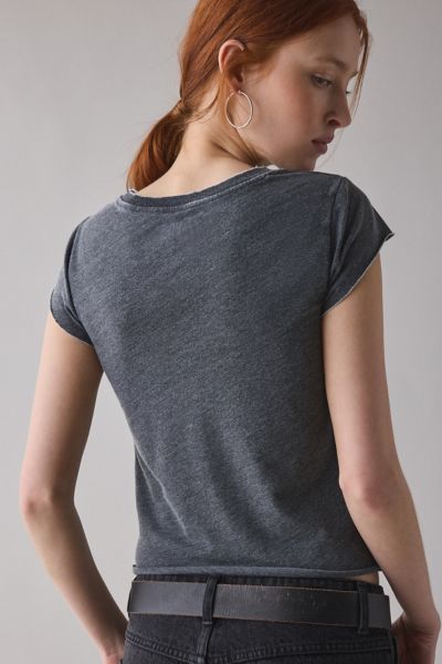 BDG Binx Raw-Edge Cropped Baby Tee
