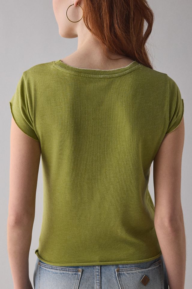 BDG Binx Raw-Edge Cropped Baby Tee