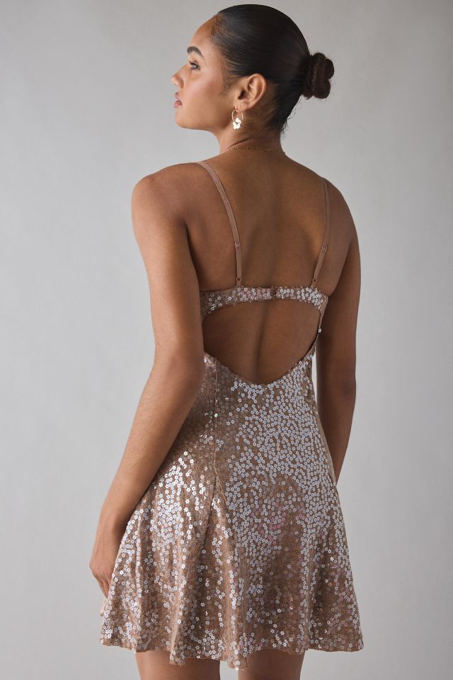 UO Liv Sequin Open Back Fit-And-Flare Mini Dress #2
