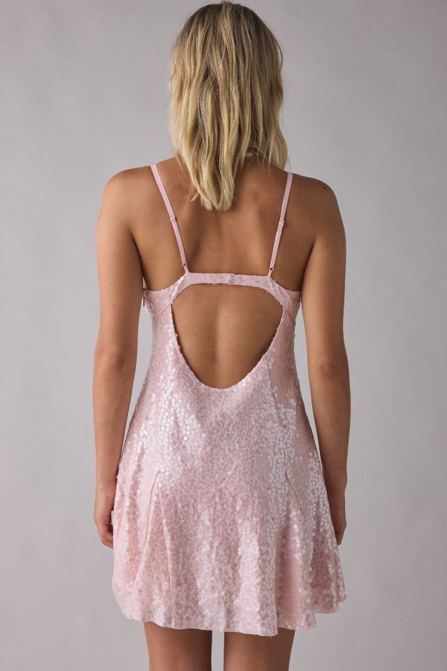 UO Liv Sequin Open Back Fit-And-Flare Mini Dress #1