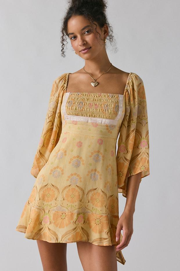 Kimchi Blue Ellis Bell Sleeve Milkmaid Mini Dress