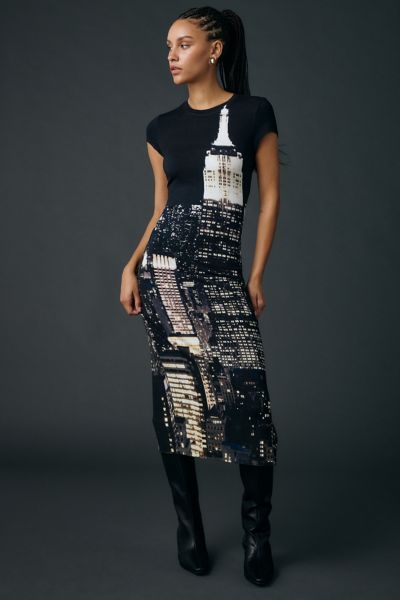 Tyler McGillivary Cityscape Bodycon Midi Dress